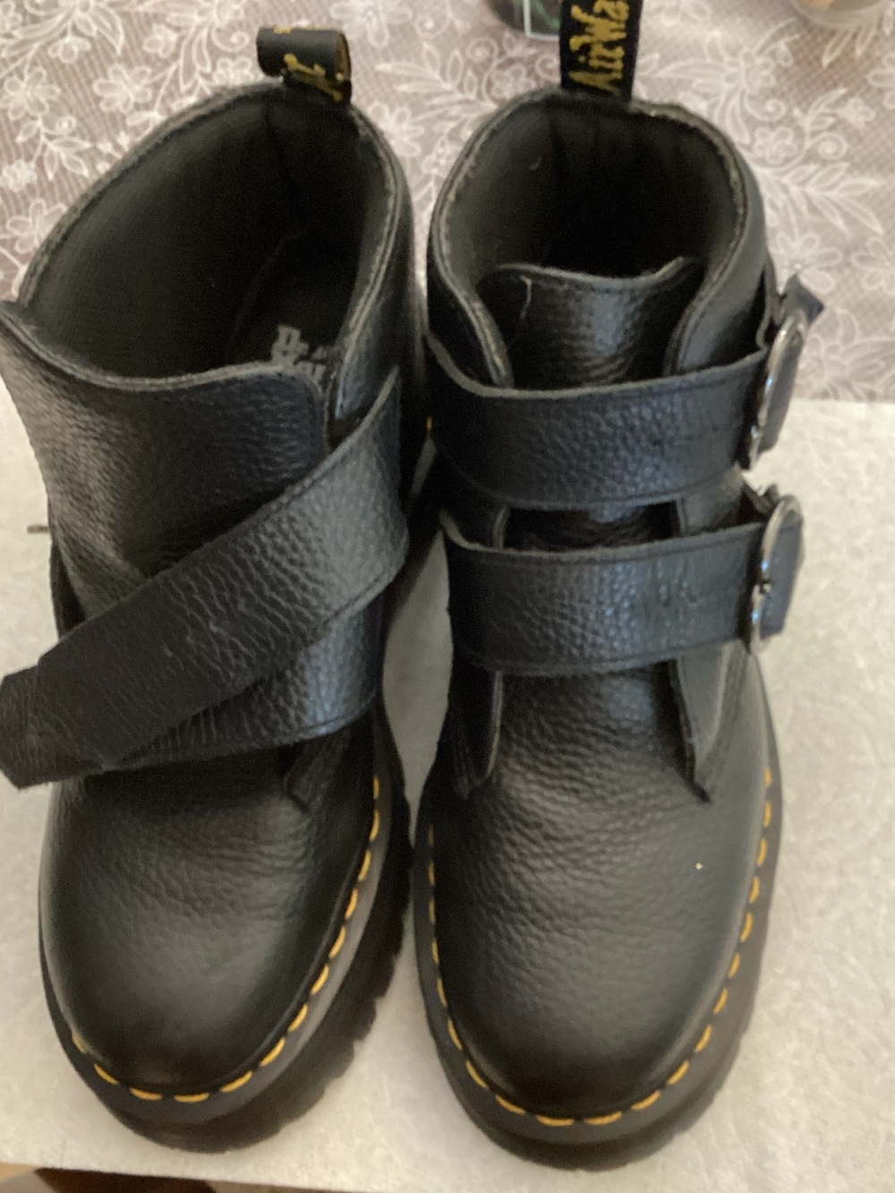 Dr. Martens woman Black Leather Strap & Buckle Ankle Boots